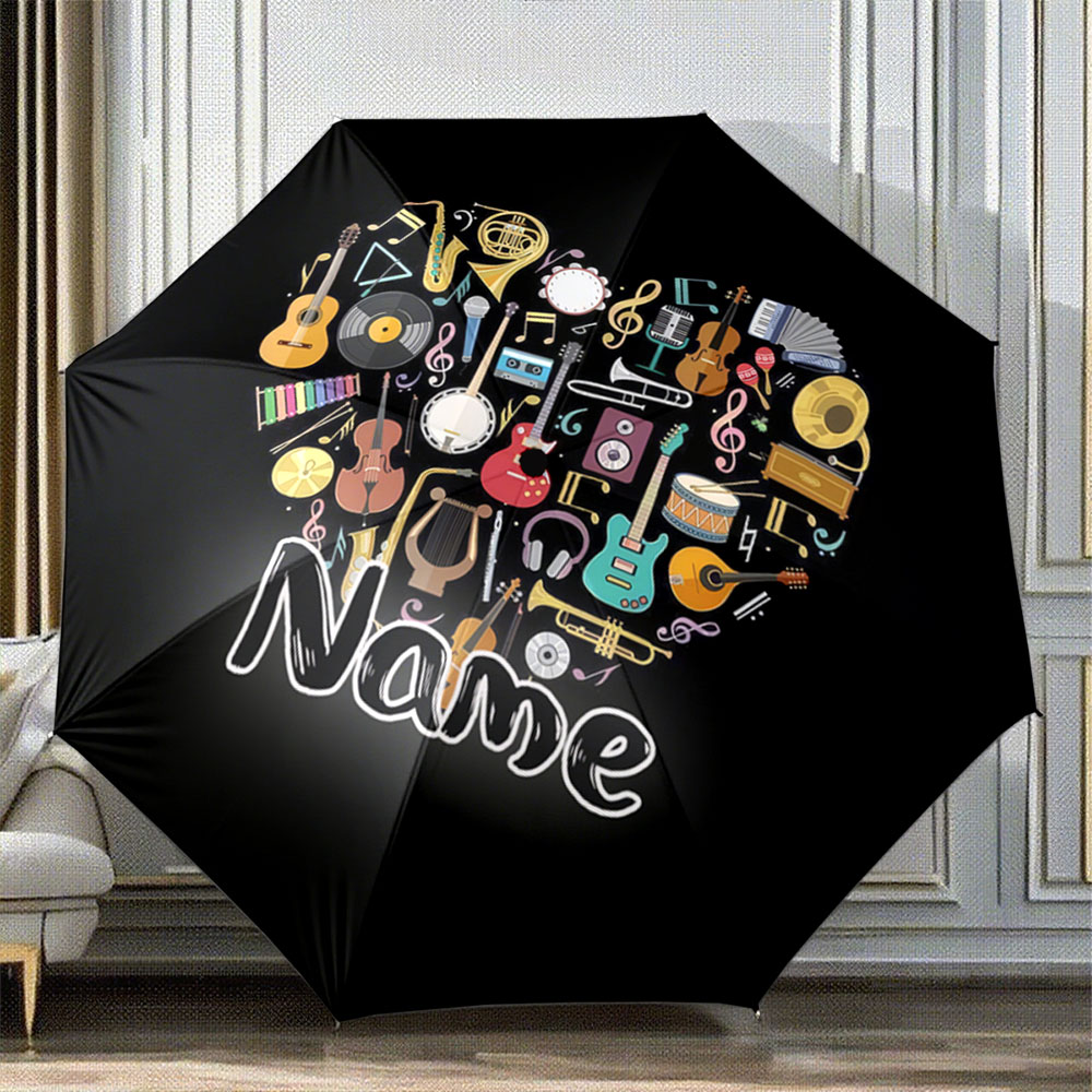 Musical Instrument And Names - Ombrello personalizzato con nome, modello «Ombrello