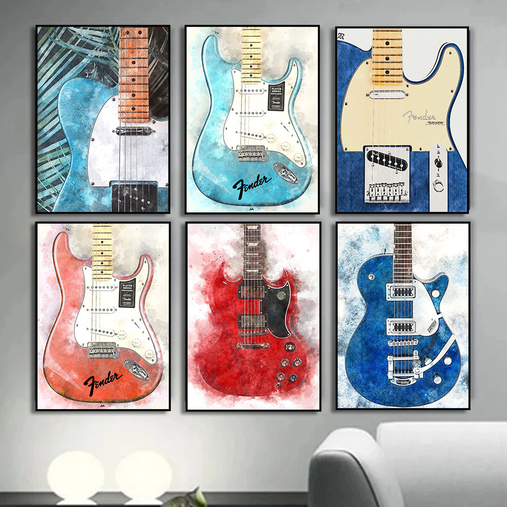Picture Of Musical Instrument - Vintage Rock Music Guitar dipinti su